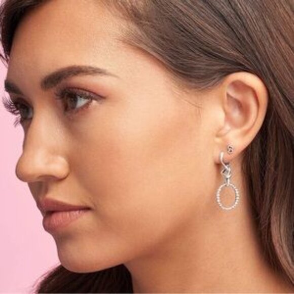 Elegant Silver Knot Hoop Earrings - Picture 5 of 5